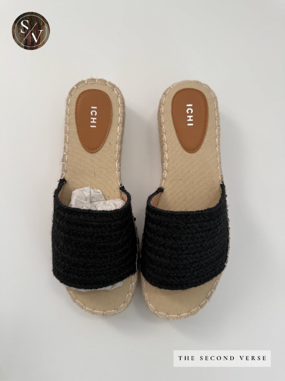 NWT ICHI Platform Slide On Comfy Sandals Natural Black Size 41 (10) - Picture 2 of 10